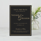 Black Gold Viktorianische Personalisierte Hochzeit Save The Date (Stehend Vorderseite)
