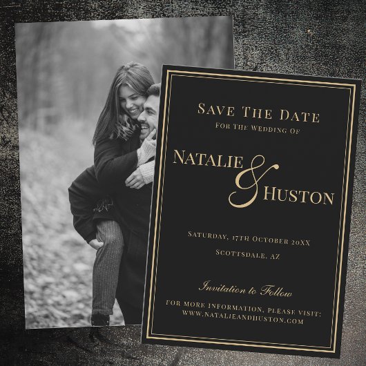 Black Gold Viktorianische Personalisierte Hochzeit Save The Date