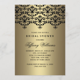 Black & Gold Vintag Damask Brautparty laden ein Einladung