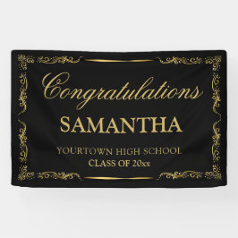 Black Gold Vintag Elegant Graduation Party Banner