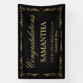 Black Gold Vintag Elegant Graduation Party Banner (Vertikal)