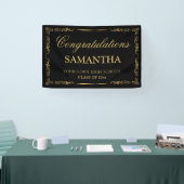 Black Gold Vintag Elegant Graduation Party Banner (Messe)