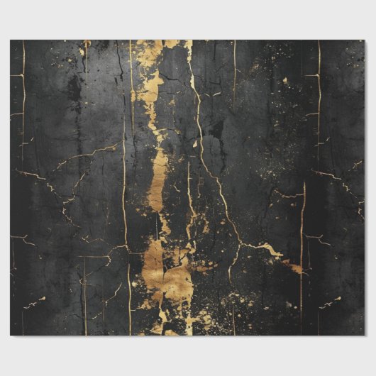 Black Gold Vintag Geschenkpapier (Flach)