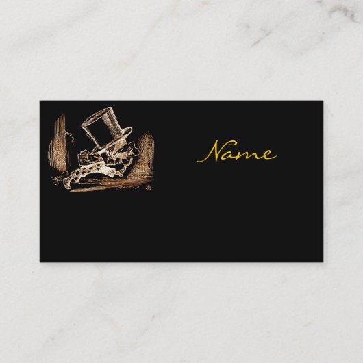 Black Gold Vintag Mad Hatter Business Card Visitenkarte (Vorderseite)