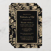 Black Gold Vintage Beerdigung zum Leben Einladung (Vorne/Hinten)