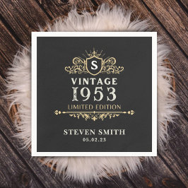 Black Gold Vintage Custom Year 1953 70th Birthday  Serviette