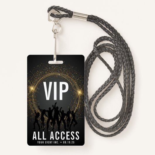 Black & Gold VIP All Access Konzert Ausweis (Vorderseite mit Schlüsselband)