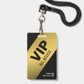 Black Gold VIP All Access Pass Event ID Abzeichen Ausweis (Vorderseite mit Schlüsselband)