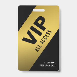 Black Gold VIP All Access Pass Event ID Abzeichen Ausweis