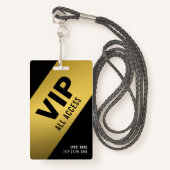 Black Gold VIP All Access Pass Event ID Abzeichen Ausweis (Vorderseite mit Schlüsselband)