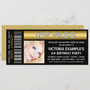 Black Gold VIP Pass Ticket Geburtstagsparty Einladung