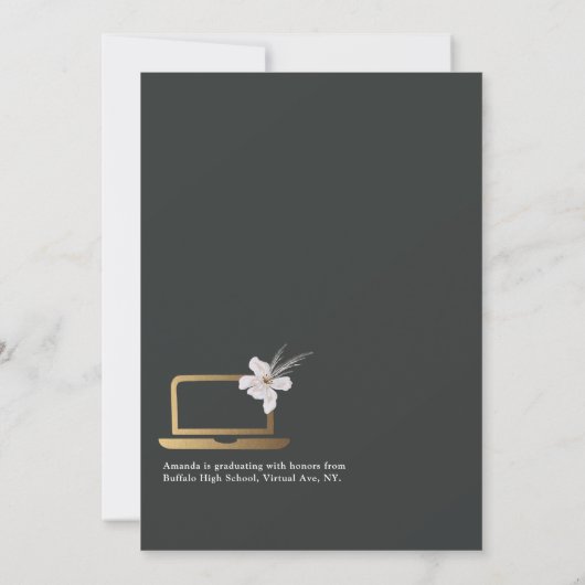 Black & Gold Virtual Graduation Party-Zertifikat Einladung (Rückseite)