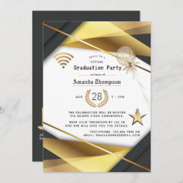 Black & Gold Virtual Graduation Party-Zertifikat Einladung