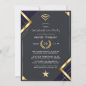 Black & Gold Virtual Graduation Party-Zertifikat Einladung (Vorderseite)