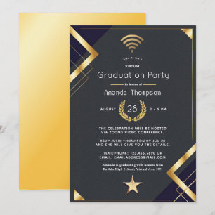 Black & Gold Virtual Graduation Party-Zertifikat Einladung