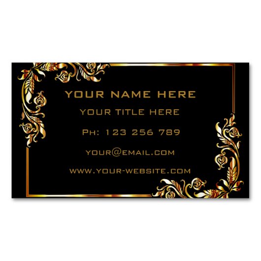 Black Gold Visitenkarte Ihr eigenes Design Magnetische Visitenkarte (Vorderseite)