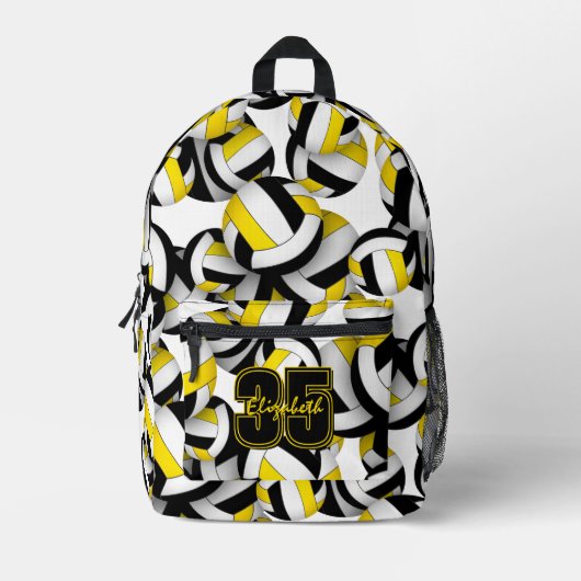 black gold volleyball team colors patterned bedruckter rucksack (Vorderseite)