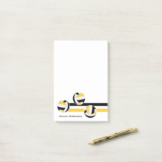Black Gold Volleyballs Coach oder Spielername Post-it Klebezettel (Auf Schreibtisch)