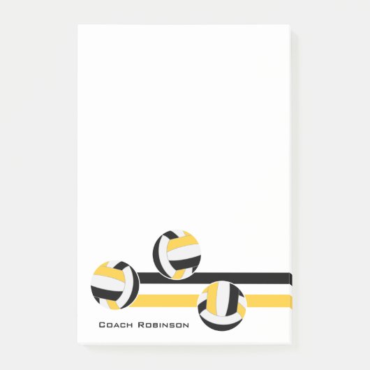 Black Gold Volleyballs Coach oder Spielername Post-it Klebezettel (Vorderseite)