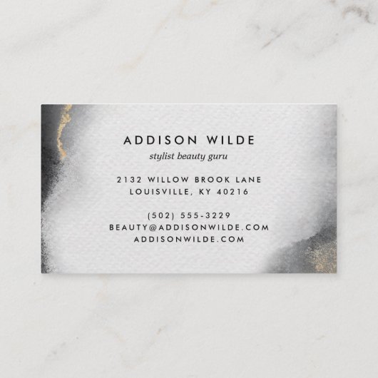 Black Gold Watercolor Moderne Eleganz Abstrakt Visitenkarte (Rückseite)
