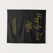 Black & Gold Wedding Banner Personalized Reception Wandteppich (Vorderseite (Horizontal))