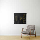 Black & Gold Wedding Banner Personalized Reception Wandteppich (Beispiel (Horizontal))