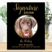 Black Gold Wedding Custom Pet Hund Signature Drink Poster