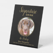 Black Gold Wedding Custom Pet Hund Signature Drink Sockelschild (Vorderseite)