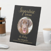 Black Gold Wedding Custom Pet Hund Signature Drink Sockelschild (In SItu)