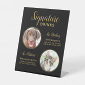 Black Gold Wedding Custom Pet Hunde Signature Drin Sockelschild (Vorderseite)