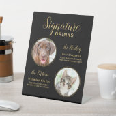 Black Gold Wedding Custom Pet Hunde Signature Drin Sockelschild (In SItu)