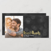 Black Gold Wedding Foto Liebe & Vielen Dank Dankeskarte (Vorne/Hinten)