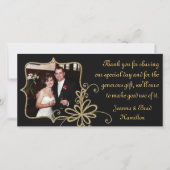 Black & Gold Wedding Foto Vielen Dank für Ihre Kar Dankeskarte (Vorderseite)