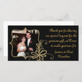 Black & Gold Wedding Foto Vielen Dank für Ihre Kar Dankeskarte (Vorne/Hinten)