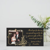 Black & Gold Wedding Foto Vielen Dank für Ihre Kar Dankeskarte (Stehend Vorderseite)