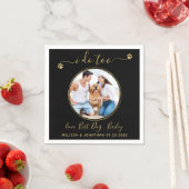 Black Gold Wedding I do to Custom Pet Hund Foto Serviette (Beispiel)