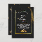 	Black Gold Wedding Invitation Einladung (Vorne/Hinten)