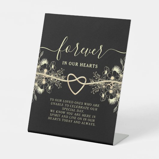 Black Gold Wedding Memorial Table Sign Sockelschild (Vorderseite)