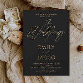 Black Gold Wedding Modern Typografy Script Einladung