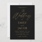 Black Gold Wedding Modern Typografy Script Einladung (Vorderseite)