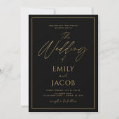 Black Gold Wedding Moderne Typografie Einladung (Vorderseite)