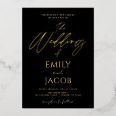 Black Gold Wedding Moderne Typografie Script Invit Folieneinladung (Vorderseite)