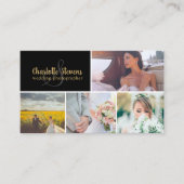 Black gold wedding photographer collage visitenkarte (Vorderseite)