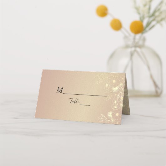 Black Gold Wedding Platzkarte (Vorderseite)