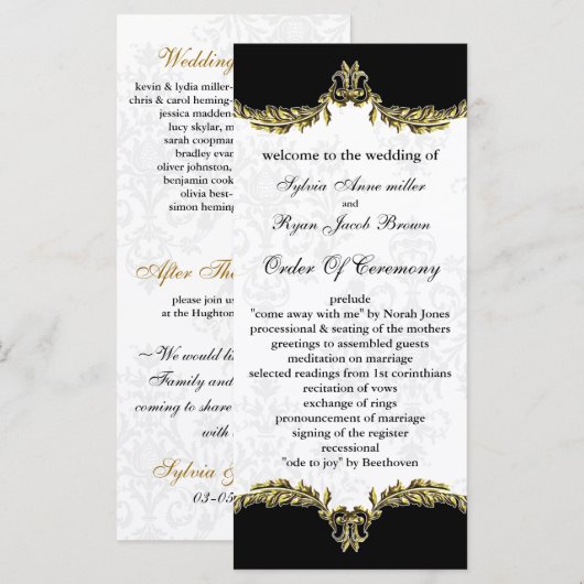 Black Gold Wedding Programm (Vorne/Hinten)