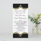 Black Gold Wedding Programm (Stehend Vorderseite)