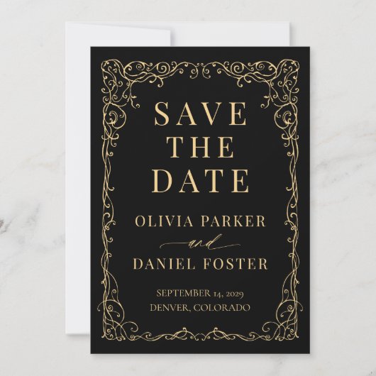 Black Gold Wedding Save the Date (Vorderseite)