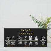 Black Gold Wedding Timeline Begrüßungszettel (Stehend Vorderseite)