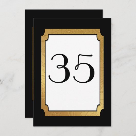 Black & Gold Wedding Tischnummer (Vorne/Hinten)