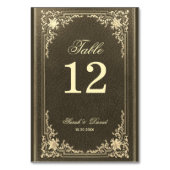 Black Gold Wedding Vintag Elegantes Script Tischnummer (Vorderseite)